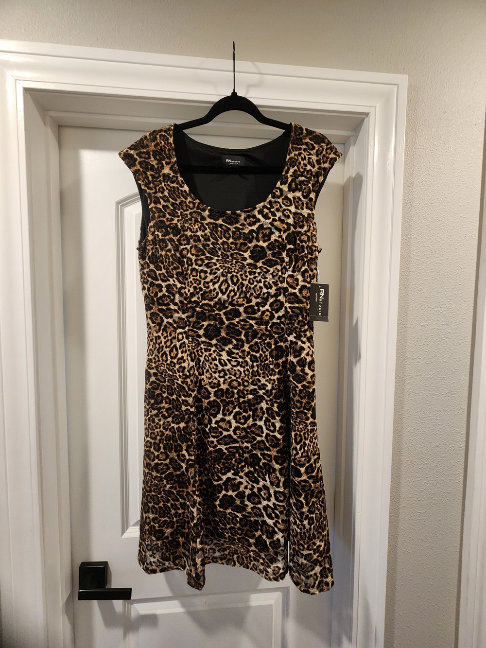 Studio Sleeveless Leopard Print Mini Dress - Brown & Black